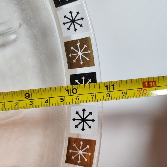 Inland Glass Platter Snowflake Atomic Starburst Pattern Meat Serving Tray EUC! - Picture 7 of 7